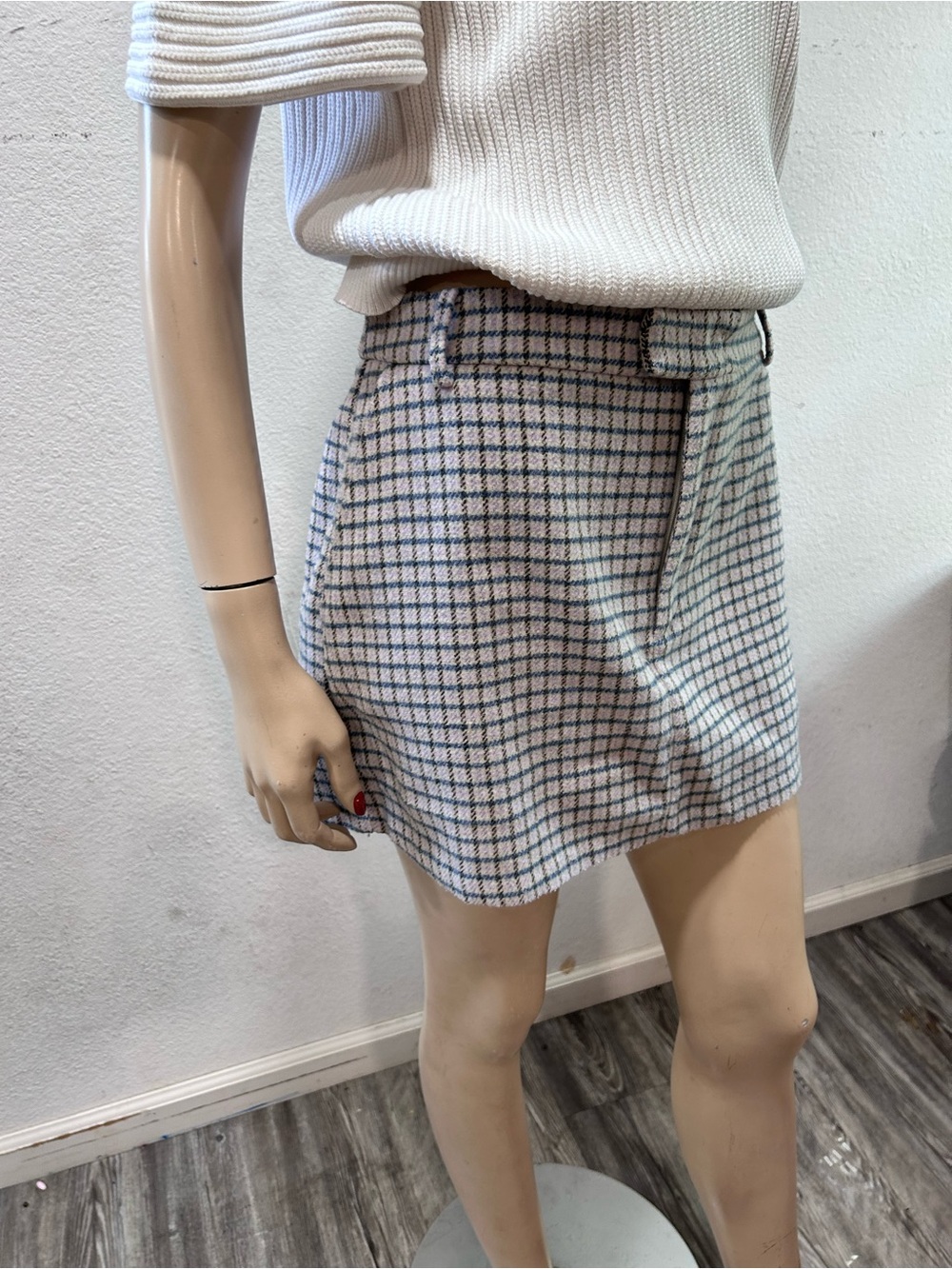 Rails Blue and Cream Checked Mini Skirt - Picture 1 of 16